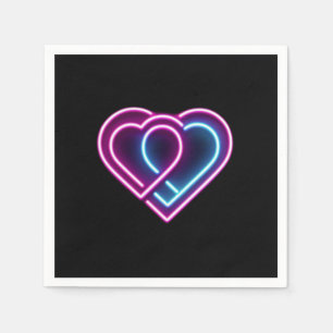Serviette En Papier Coeur rose néon/bleu Tasse de la Saint-Valentin