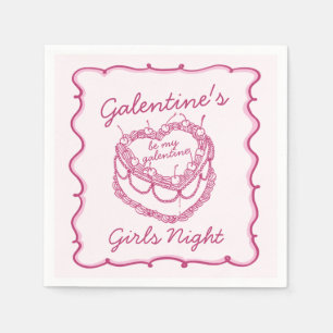 Serviette En Papier Coeur rose rétro Coquette gâteau cerise Galentines