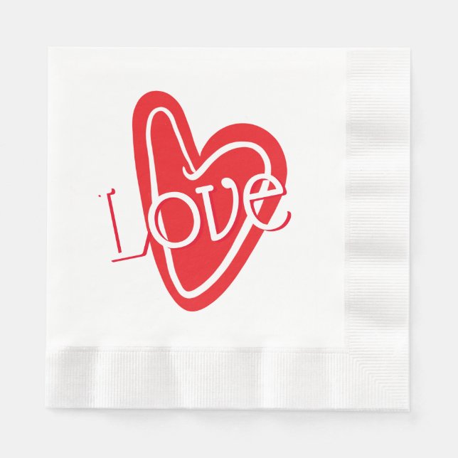 Serviette En Papier Coeur rouge cool avec amour (Devant)
