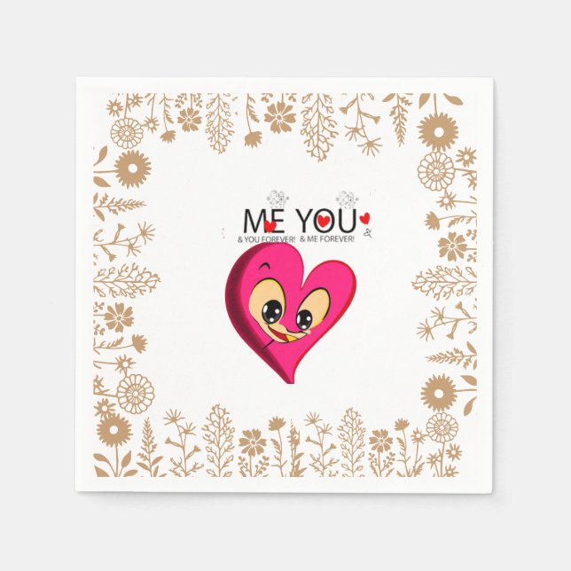 Serviette En Papier coeur rouge rose valentine (Devant)