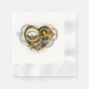 Serviette En Papier Cœur Steampunk avec un Manomètre