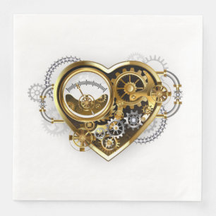 Serviette En Papier Cœur Steampunk avec un manomètre