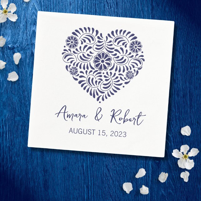 Serviette En Papier Coeur Talavera bleu (Créateur téléchargé)