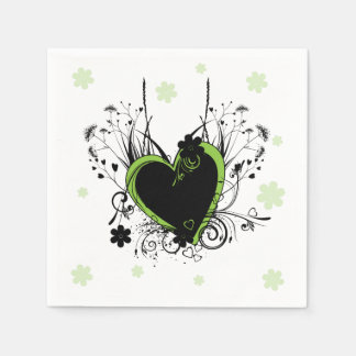 Serviette En Papier Coeur vert