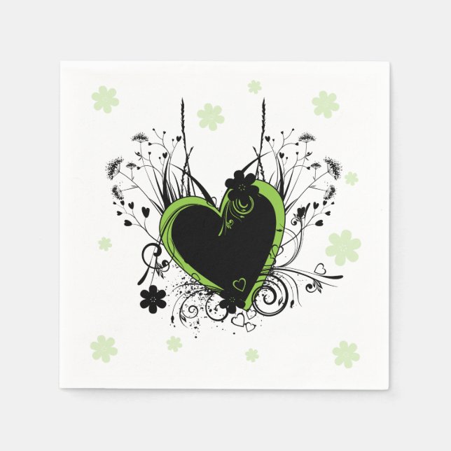 Serviette En Papier Coeur vert (Devant)