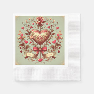 Serviette En Papier Coeur vintage Valentine's day xoxo