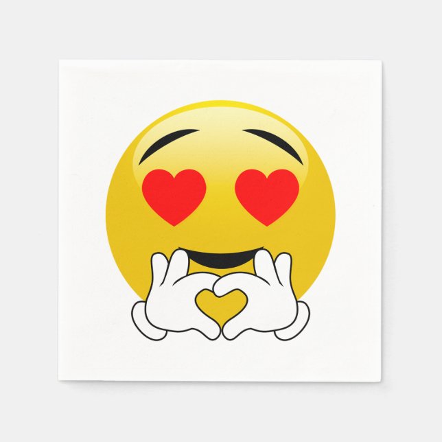 Serviette En Papier Coeur yeux et mains Emoji amour (Devant)