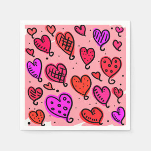 Serviette En Papier Coeurs
