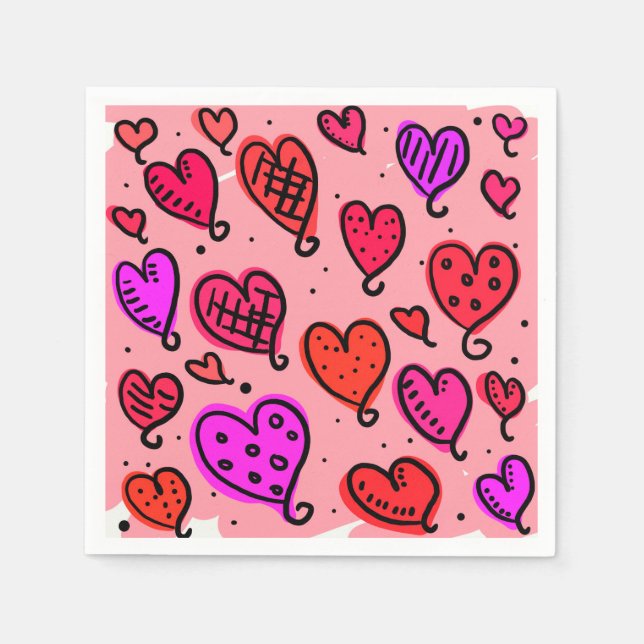 Serviette En Papier Coeurs (Devant)