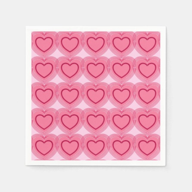 Serviette En Papier Cœurs Abstraits Modernes - Rose Azalée (Devant)