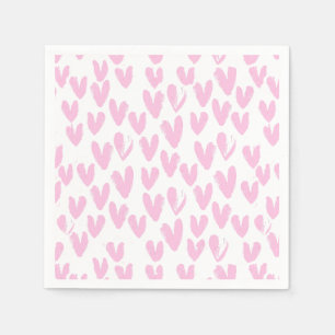 Serviette En Papier Coeurs Abstraits roses sur blanc