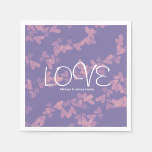 Serviette En Papier Cœurs aquarelle flottants rose violet amour