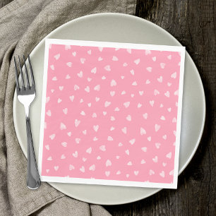Serviette En Papier Coeurs aquarelle - rose poli