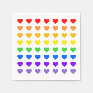 Serviette En Papier Coeurs arc-en-ciel
