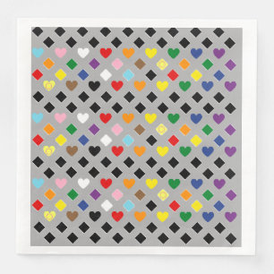 Serviette En Papier Cœurs Arc-en-ciel