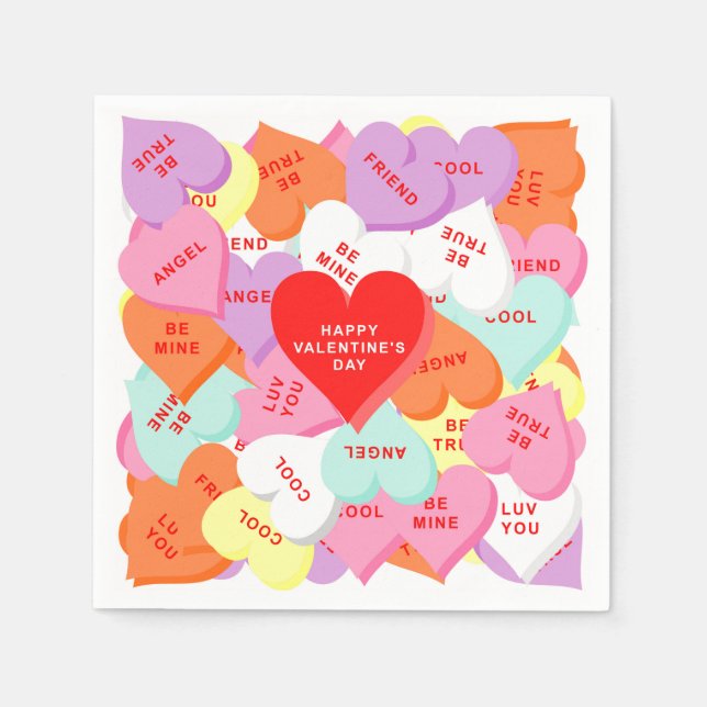Serviette En Papier Coeurs avec les paroles Valentine's Day Papier ser (Devant)