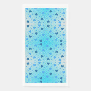 Serviette En Papier Coeurs bleus éparpillés en anneau de diamant tourb