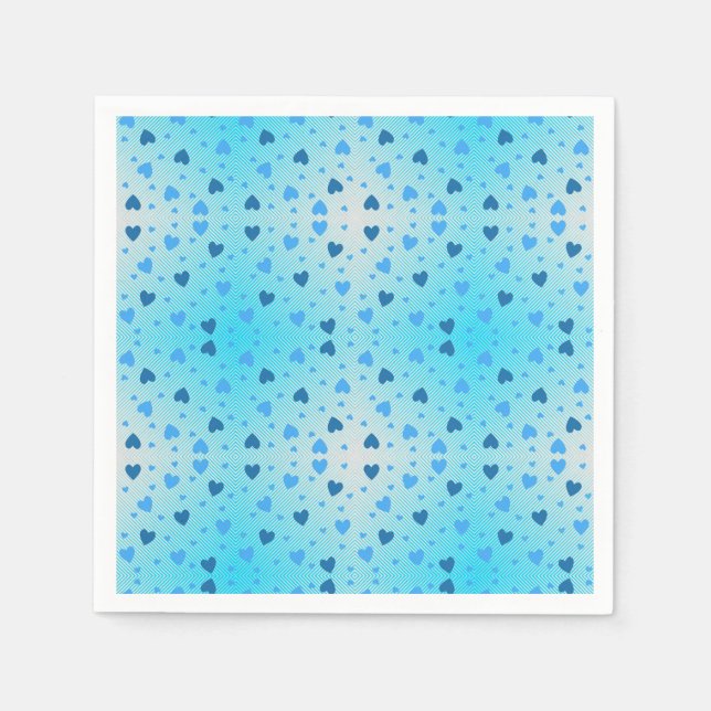 Serviette En Papier Coeurs bleus éparpillés en anneau de diamant tourb (Devant)