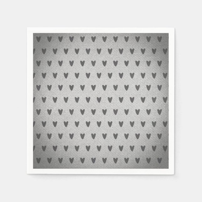 Serviette En Papier Cœurs Capricieux Burlap Gris Ferme Rustique (Devant)