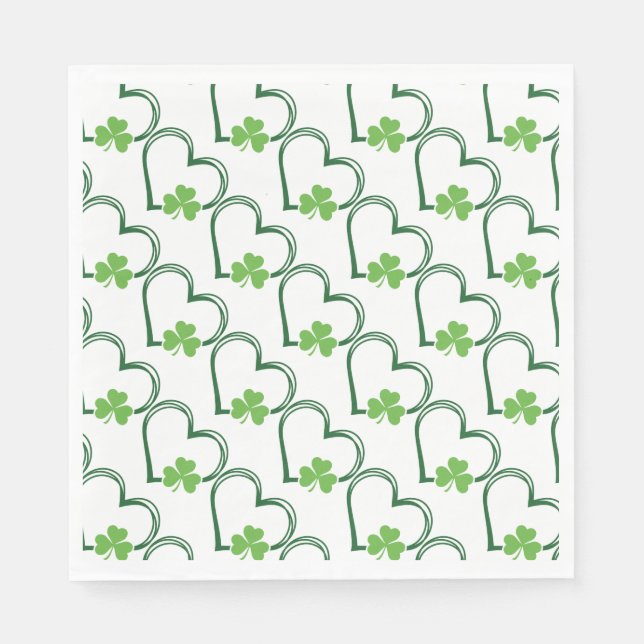 Serviette En Papier Cœurs chanceux et trèfles (Devant)