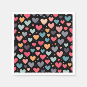 Serviette En Papier Cœurs colorés Saint-Valentin