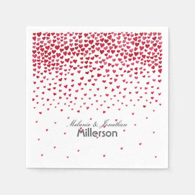 Serviette En Papier Coeurs Confetti (Devant)