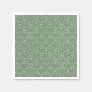 Serviette En Papier Coeurs d'amour et motif Pois en vert