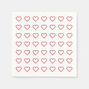 Serviette En Papier Coeurs d'amour rouge sur blanc