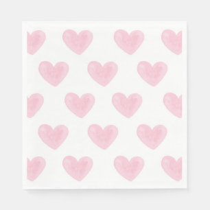Serviette En Papier Coeurs d'aquarelle rose. Amour. Valentines rougies