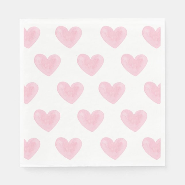 Serviette En Papier Coeurs d'aquarelle rose. Amour. Valentines rougies (Devant)