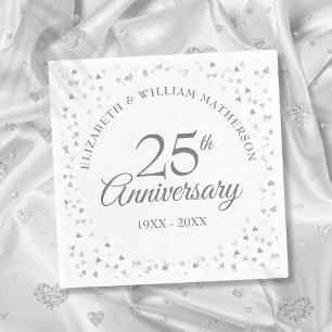 Serviette En Papier Coeurs d'argent du 25e anniversaire