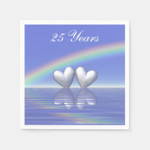 Serviette En Papier Coeurs d'argent du 25e anniversaire