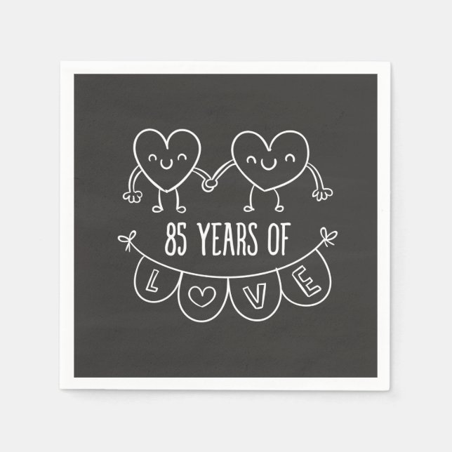 Serviette En Papier Coeurs de calèche-cadeaux du 85e anniversaire (Devant)