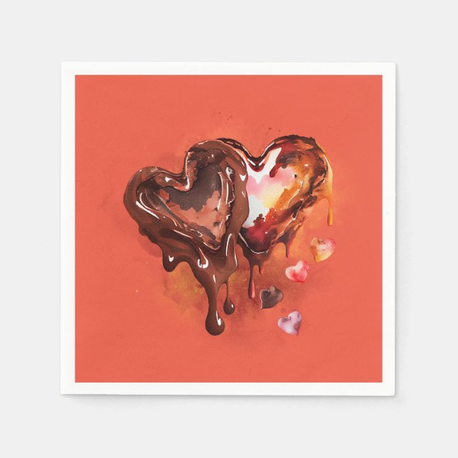 Serviette En Papier Coeurs de chocolat (Devant)