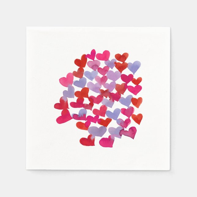 Serviette En Papier Coeurs de la Saint Valentin - violet et magenta (Devant)