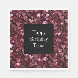 Serviette En Papier Coeurs de Parties scintillant rouge Bourgogne