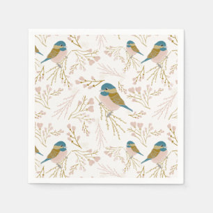 Serviette En Papier Coeurs de poulet en or rose pâle Floral Imprimer