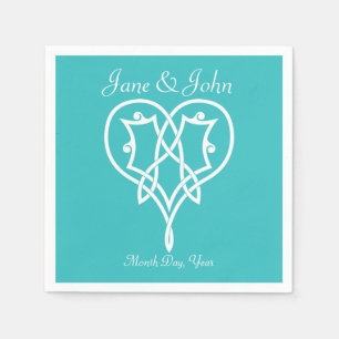 Serviette En Papier Coeurs de tissage celtique en serviettes Turquoise
