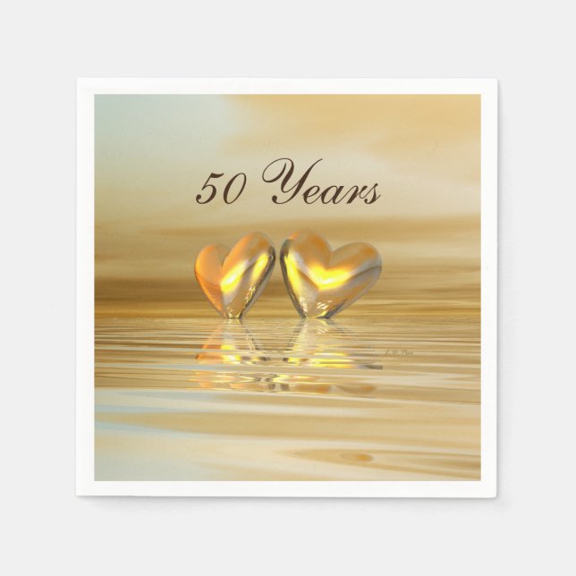 Serviette En Papier Coeurs d'or (Devant)