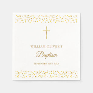 Serviette En Papier Coeurs d'or Baptême Christening