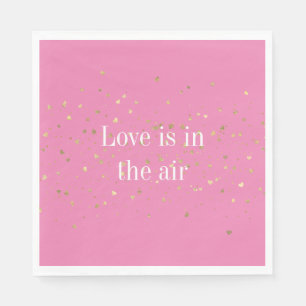 Serviette En Papier Coeurs d'or rose Confetti