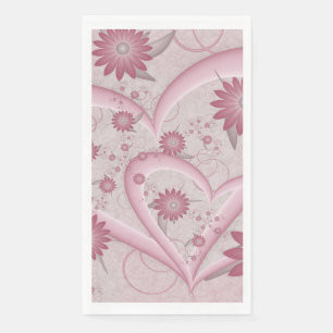 Serviette En Papier Coeurs et fleurs Abstraits roses Aimer l'art fract