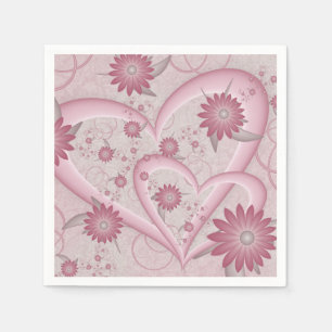 Serviette En Papier Coeurs et fleurs Abstraits roses Aimer l'art fract