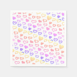 Serviette En Papier Cœurs et lèvres pailletés rose jaune