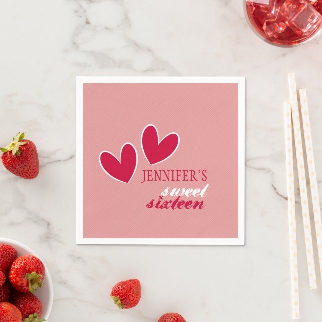 Serviette En Papier Coeurs heureux (En situation)