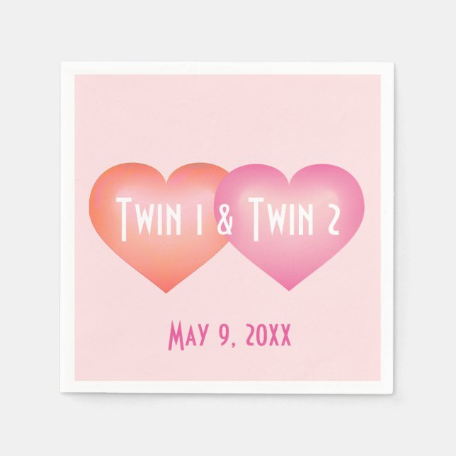 Serviette En Papier Coeurs jumeaux petite fille (Devant)