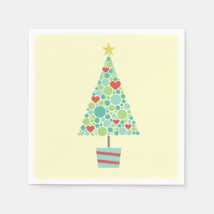 Serviette En Papier Coeurs mignons coloré moderne sapin de Noël