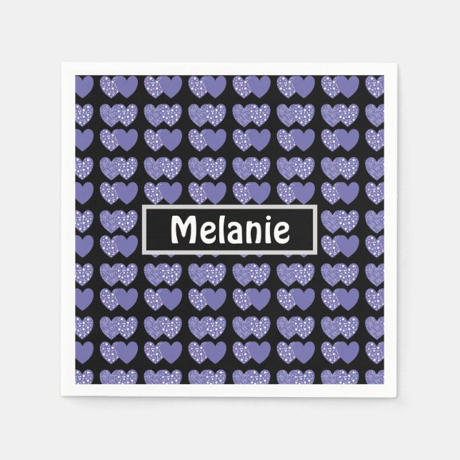 Serviette En Papier Coeurs mignons pourpres (Devant)