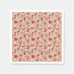 Serviette En Papier Cœurs musicaux et motif de la Saint-Valentin nuage