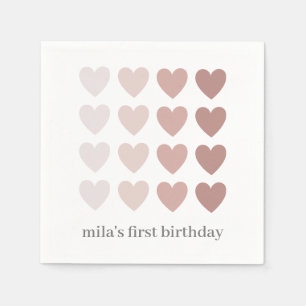 Serviette En Papier Coeurs Ombre roses